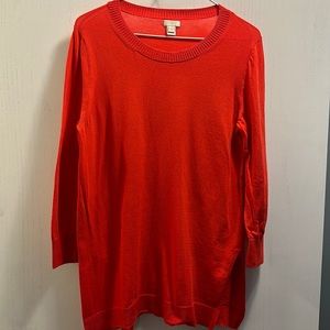 J.CREW lightweight 3/4 sleeve sweater. Orange/red color.SZ small. Crew neck